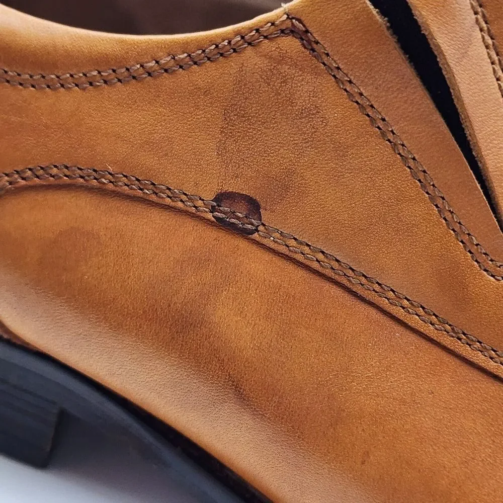 Hart Schaffner Marx Men's Dress Shoes 10.5 M Brown Leather Captoe Business‎ READ